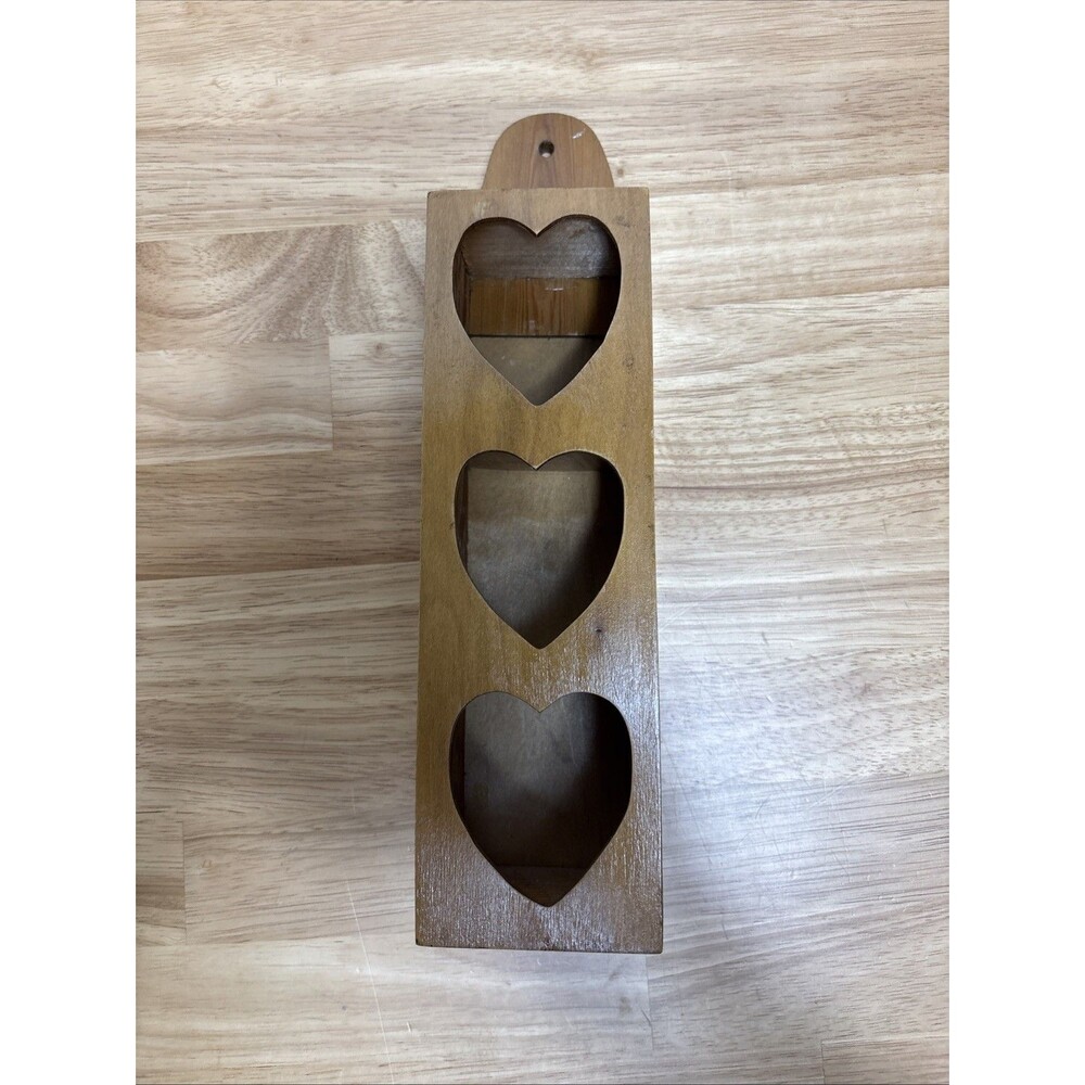 Wood Shelf Brown with Three Heart Cutouts Hole For Hanging Cottage Core